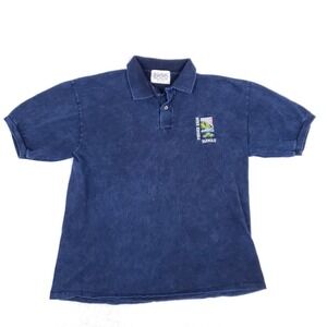 Vintage 90s Guava Beach Hawaii Polo Shirt XL Faded Navy Forever Kauai Surf Style